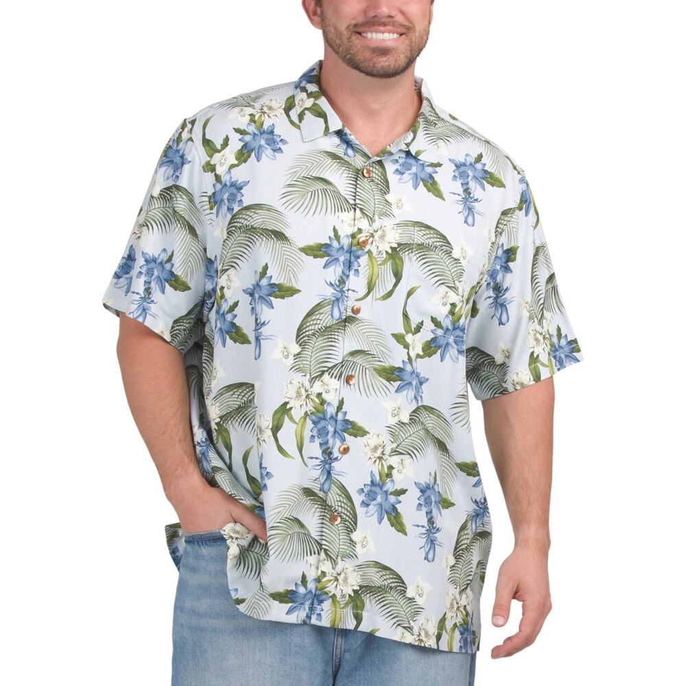TOMMY BAHAMA Silk Grand Frond Shirt in Castle NIP 3XL